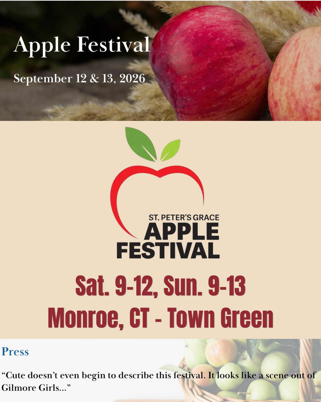 Monroe, CT Apple Festival Sept 12-13 2026